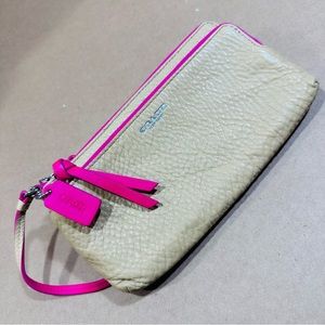 Coach Wristlet Clutch Tan & Pink Purse